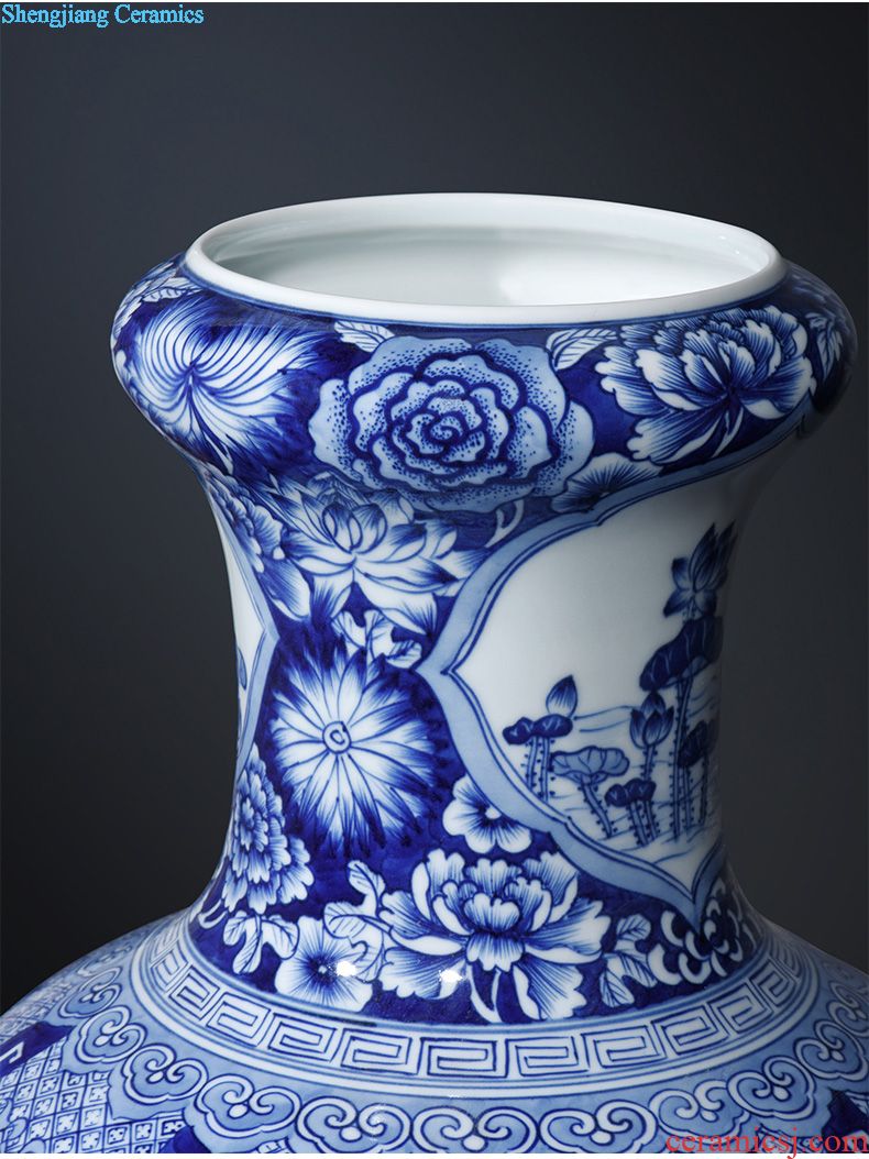 Hand-painted JingJun jingdezhen ceramics crafts are blue and white porcelain vases, flower arrangement sitting room of Chinese style household decorations