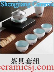 Three frequently hall jingdezhen blue and white porcelain masters cup kung fu tea cups hand-painted scenery sample tea cup TZS319 thin tea cup