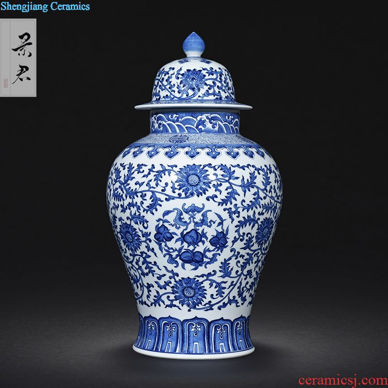 Hand-painted JingJun jingdezhen ceramics crafts are blue and white porcelain vases, flower arrangement sitting room of Chinese style household decorations