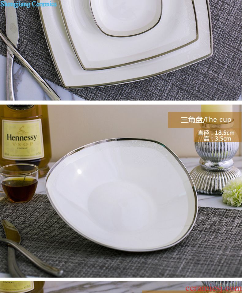 Jingdezhen ceramic plate round plate of household jobs steak disc creative fish bone porcelain plate Nordic cutlery set