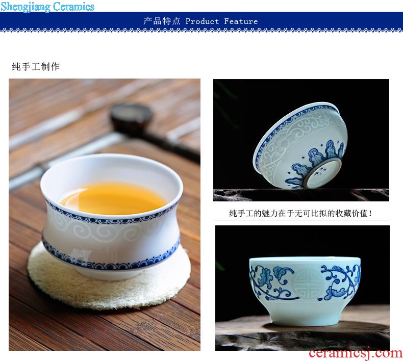 The three frequently kung fu tea cups ceramic sample tea cup pu-erh tea cup draw shadow charm of master cup by hand