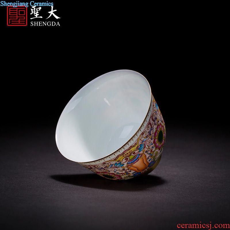 Holy big ceramic kung fu tea master cup hand-painted pastel poetic landscape six-party cup jingdezhen tea sample tea cup