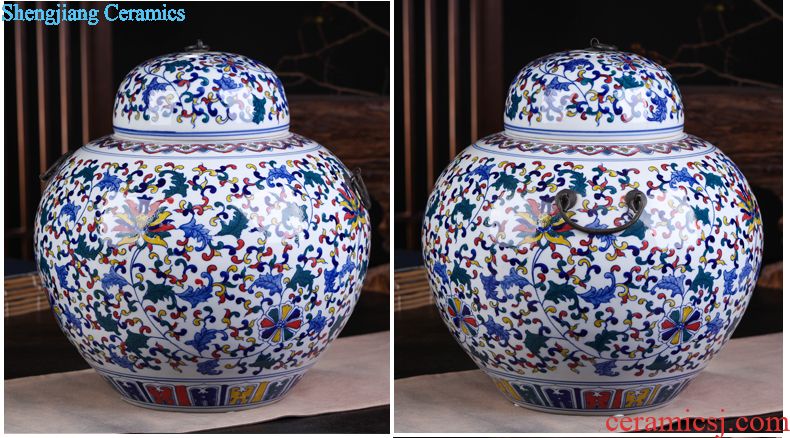 Jingdezhen ceramic hand-painted blue and white porcelain tea pot large household seal tank general storage tank receives