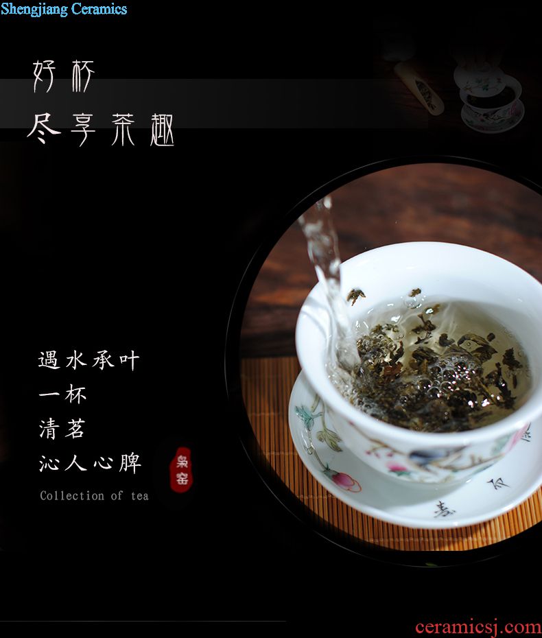 Jingdezhen hand-painted famille rose porcelain tea pot Colored enamel archaize seal storage tanks tieguanyin tea accessories