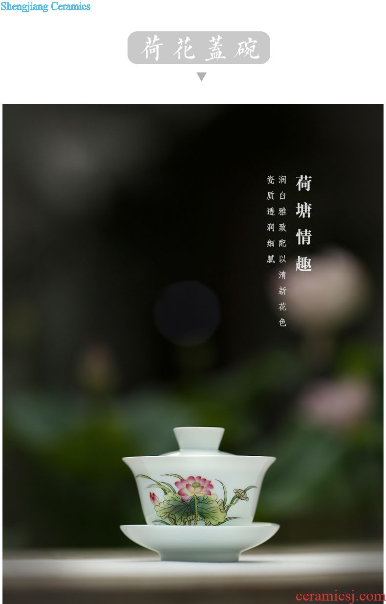 JingJun tureen ceramic cups of ice may only three bowl full manual hand-sketching kung fu tea bowl of jingdezhen blue and white