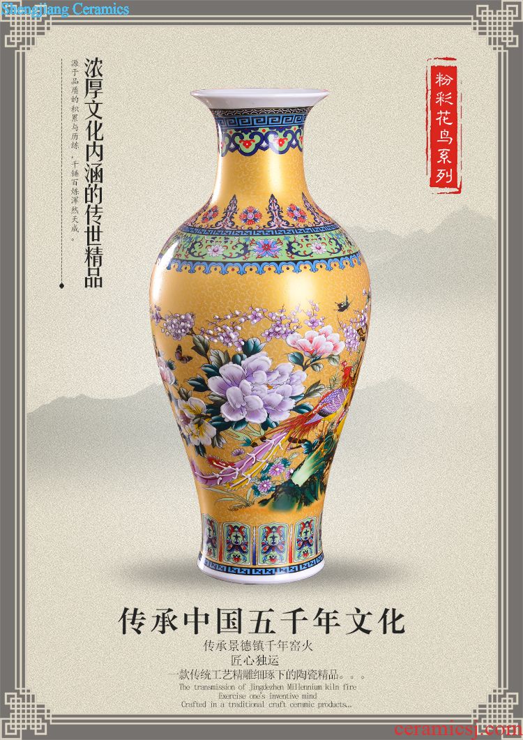 Jingdezhen ceramic vase modern blue and white porcelain dou color lotus home sitting room place classical handicraft gifts