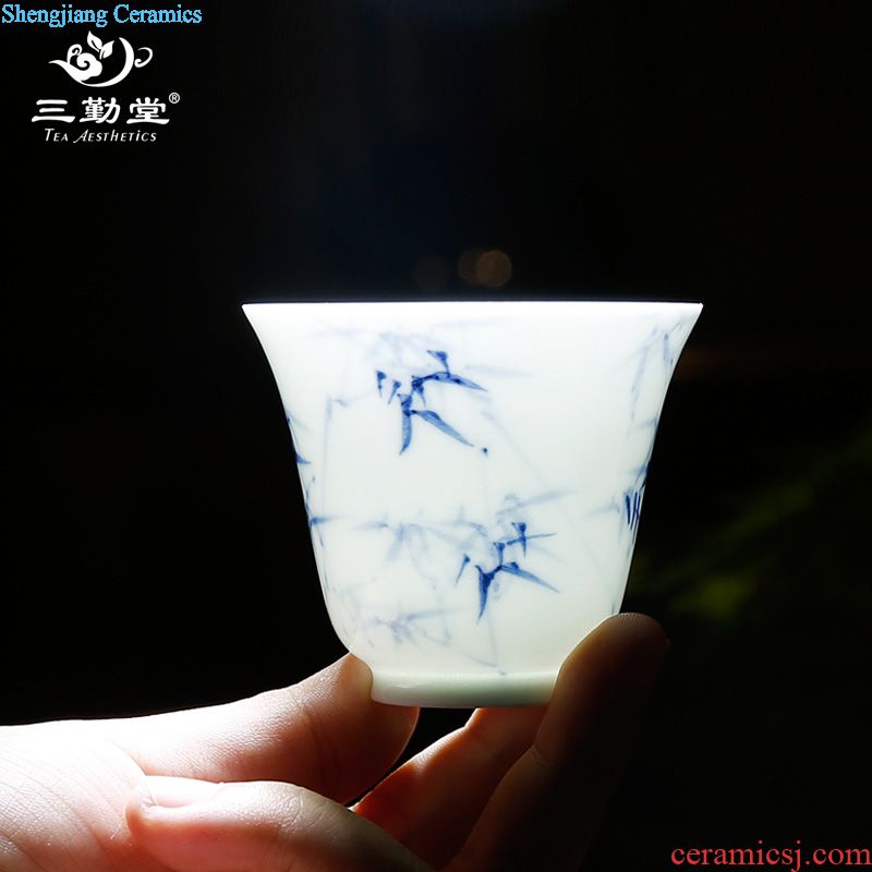 The three frequently your kiln kung fu tea cups Jingdezhen ceramic sample tea cup tea set personal master cup single cup S44004