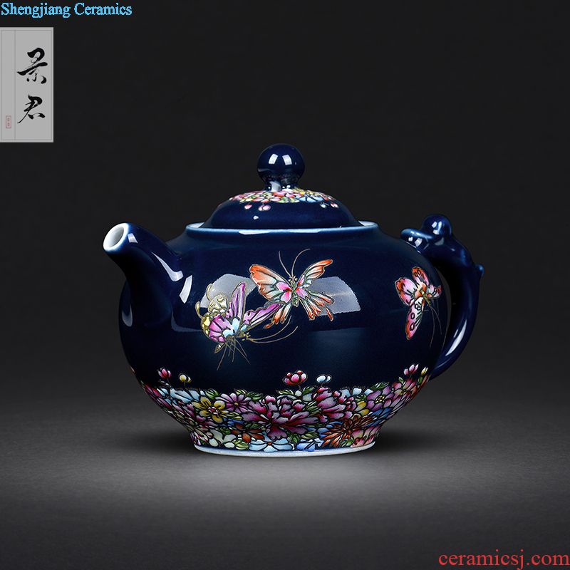 JingJun hand-sketching jingdezhen blue and white porcelain teapot ChanCui kung fu ceramic teapot tea set