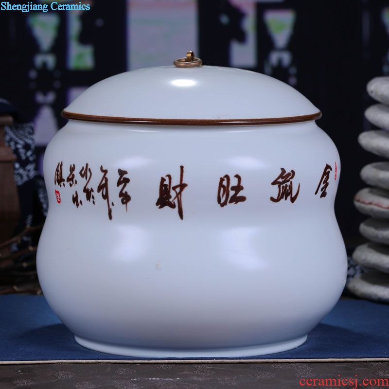 Jingdezhen ceramic hand-painted caddy large puer tea pot box general household handmade quality restoring ancient ways