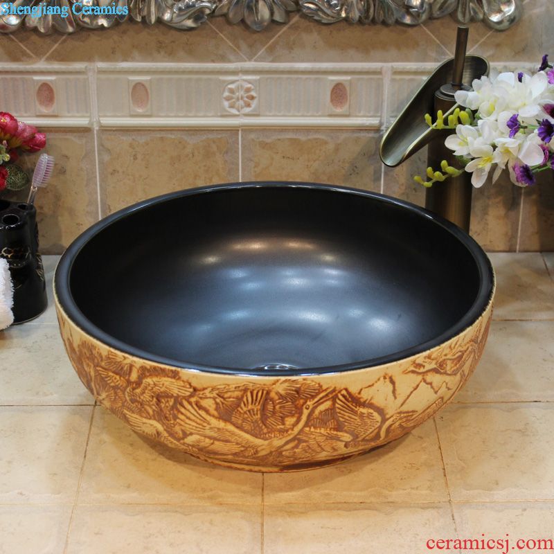 Jingdezhen JingYuXuan ceramic wash basin stage basin sink art basin basin straight carpet of flowers