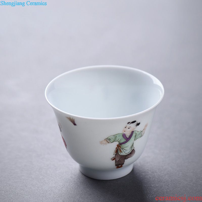 Hand-painted JingJun jingdezhen ceramics powder enamel design phoenix single hand tea cup cup host blue and white