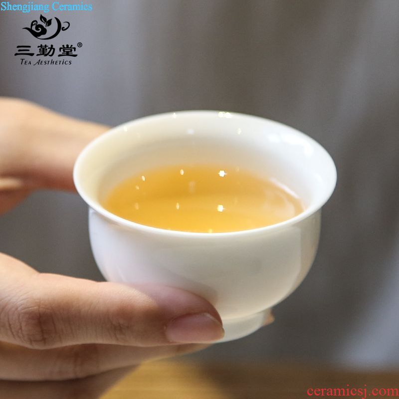 Three frequently tureen tea cups Jingdezhen ceramic handless small kung fu tea set kiln white three bowl S11008 cups