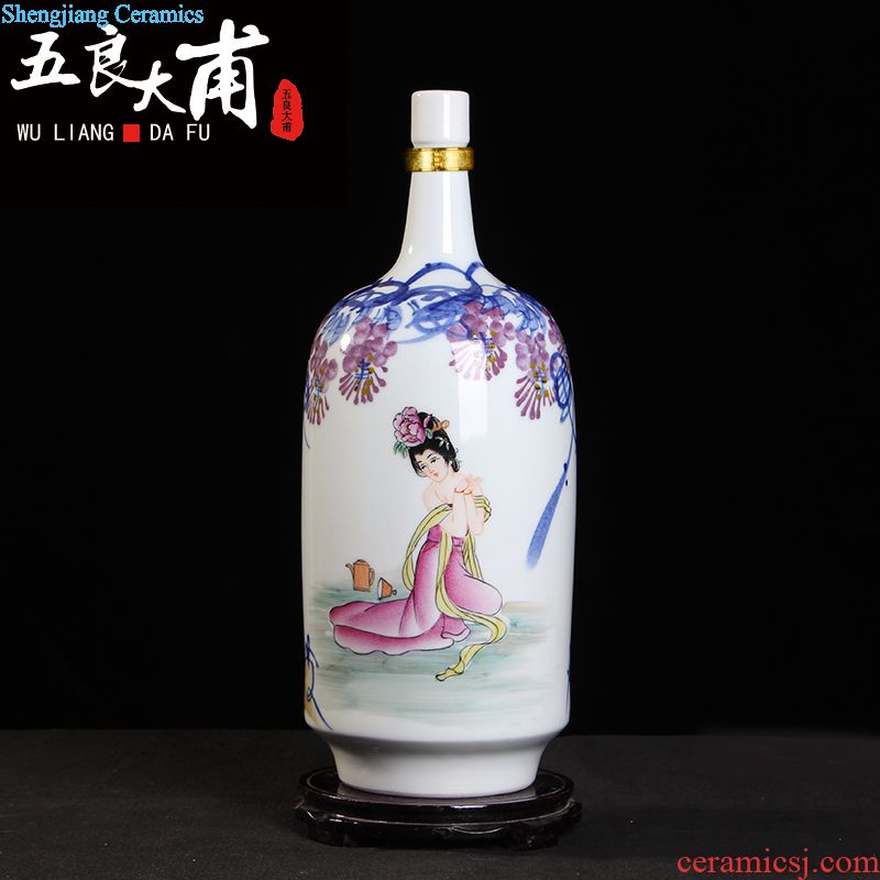 Archaize ceramic jars 20 jins 30 jins 50 it wine bottle with hip jingdezhen jars bubble wine jars