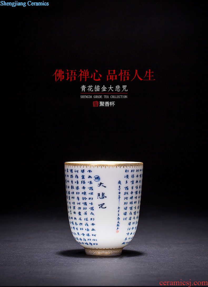 Santa teacups hand-painted ceramic kungfu pastel all rivers run into sea light sample tea cup pure manual of jingdezhen tea service master