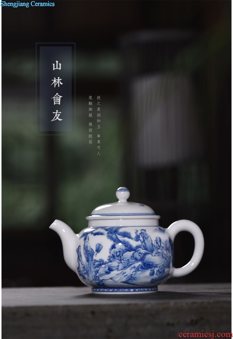JingJun Jingdezhen hand-painted ceramic teapot kung fu tea set single pot of tea filter colored enamel pot of the teapot