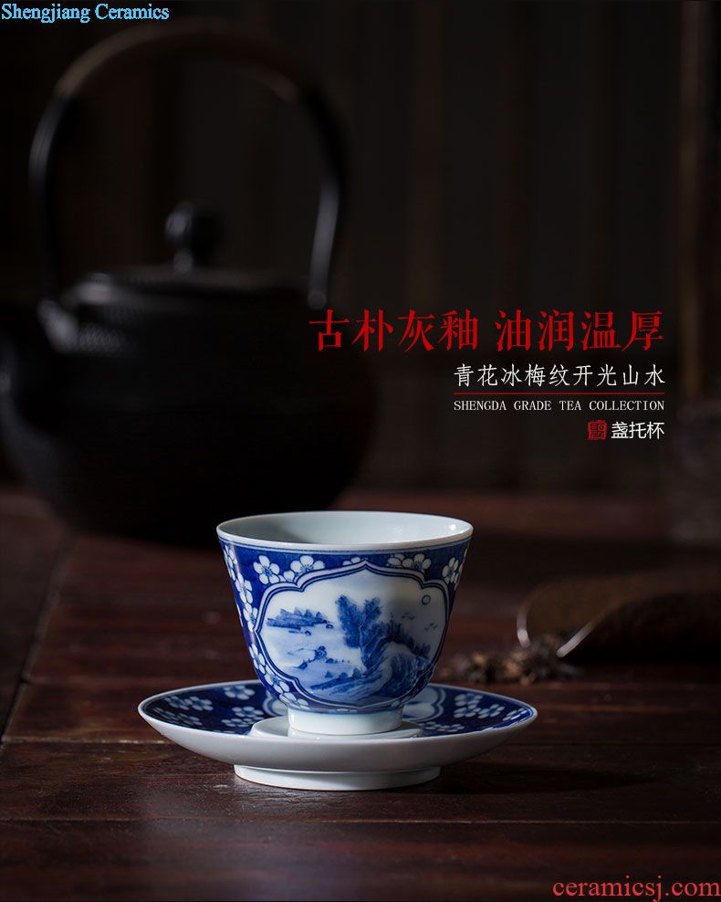 St large ceramic three tureen colored enamel cups edging peach grain tureen kung fu tea bowls cups of jingdezhen tea service