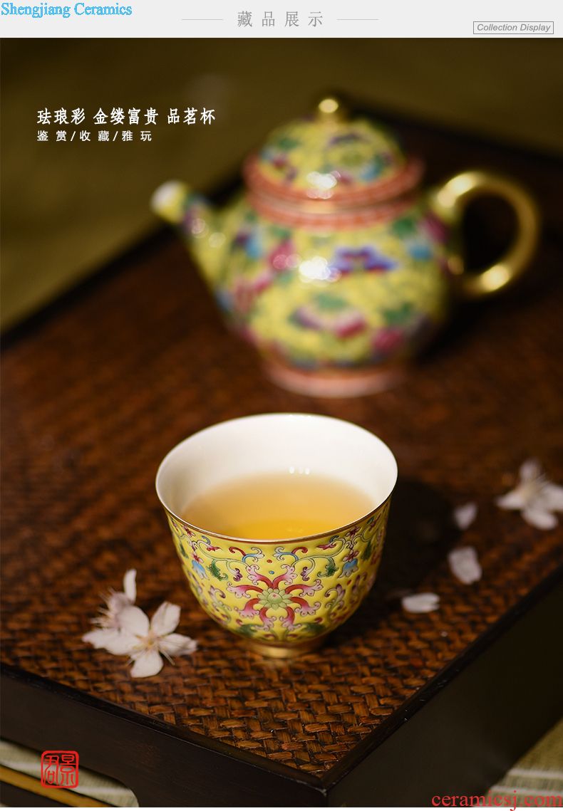 JingJun Jingdezhen ceramic master kung fu tea cup hand-painted waves of blue and white porcelain porcelain texture sample tea cup of tea