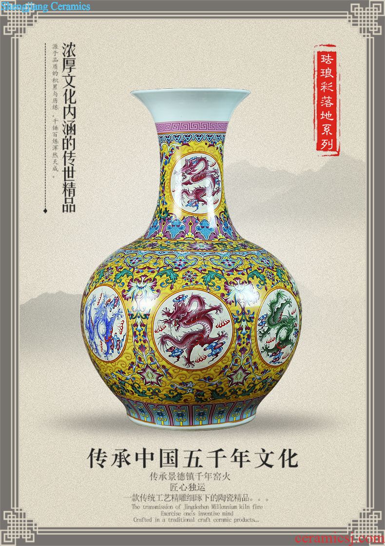 Jingdezhen ceramics powder enamel vase modern home sitting room adornment handicraft to live and work in peace and contentment landing place