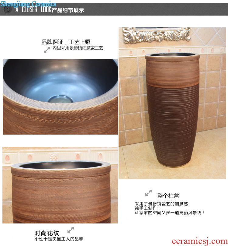 Jingdezhen JingYuXuan red and black peony column set basin of five art ceramic POTS YSP5025 of the basin that wash a face