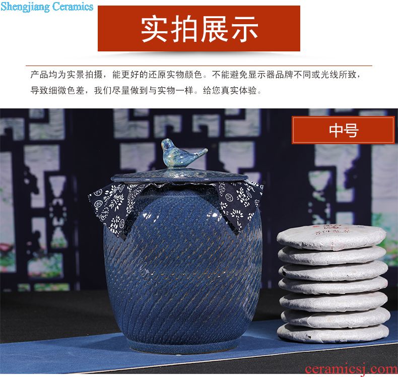 Jingdezhen blue and white landscape ceramic POTS sub storage tank large storage tank general receive new Chinese style furnishing articles