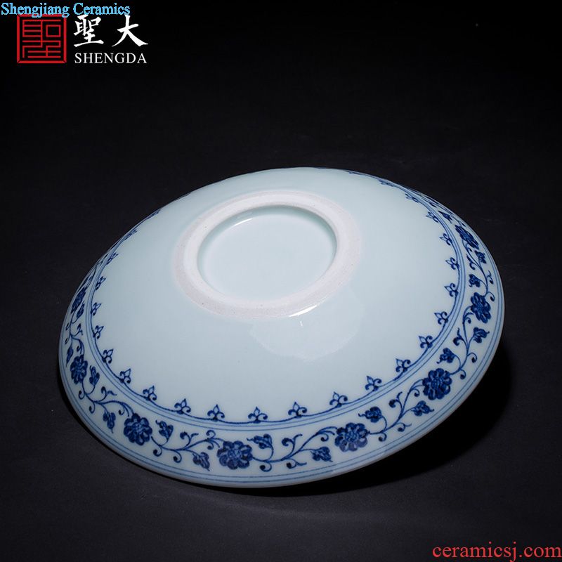 Holy big ceramic antique hand-painted porcelain of a bunch of lotus hollow out tea dish fruit bowl full manual home furnishing articles to admire the dish