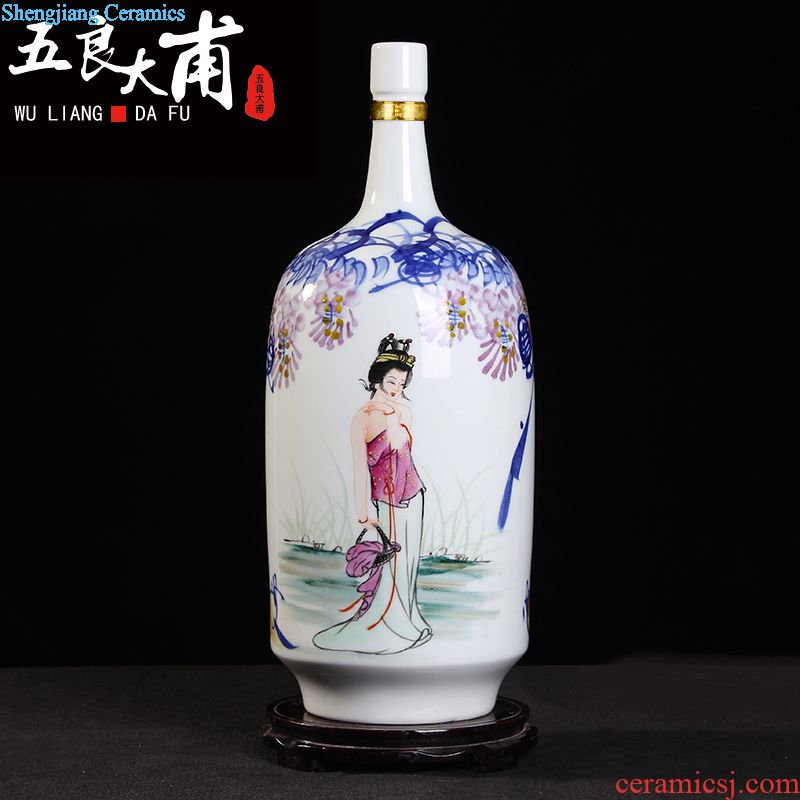 Archaize ceramic jars 20 jins 30 jins 50 it wine bottle with hip jingdezhen jars bubble wine jars