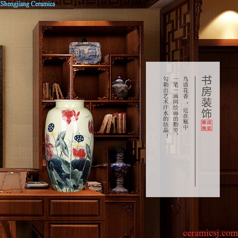 Jingdezhen ceramic home sitting room adornment hand-painted peony vases, furnishing articles new Chinese arts and crafts porcelain