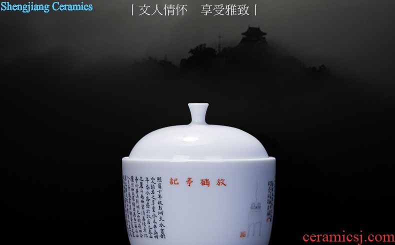 Holy big ceramic tea pot hand-painted micro book's wake POTS put crane pavilion, all hand fittings of jingdezhen tea service