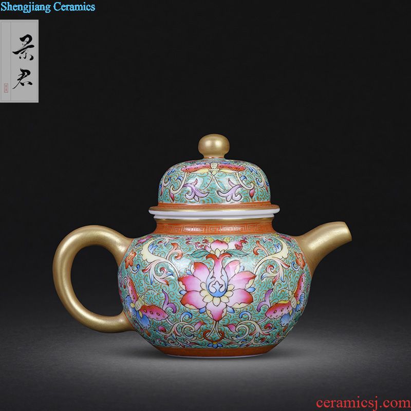 JingJun hand-sketching jingdezhen blue and white porcelain teapot landscape character ceramic kung fu tea set single pot teapot
