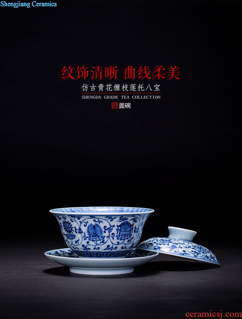 Holy big ceramic kung fu masters cup hand-painted porcelain cups flower in delight waist cup all hand of jingdezhen tea service