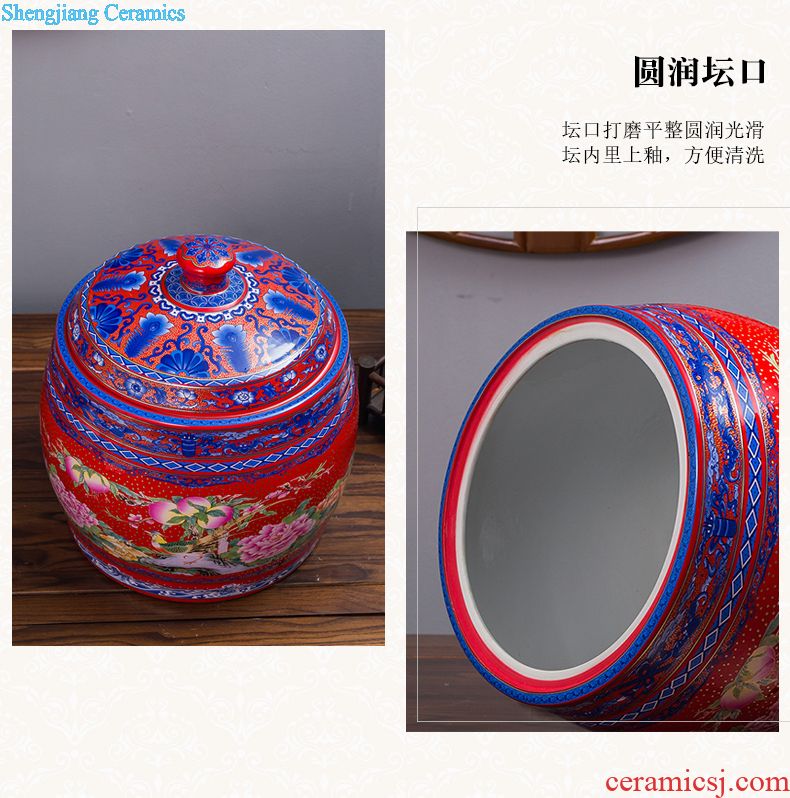 Jingdezhen ceramics with cover barrel ricer box tea oil cylinder jars at the end of the cylinder tank receives 50 kg 100 jins 30 kg