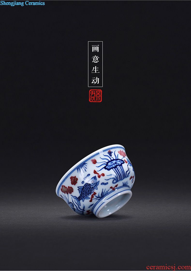 JingJun colored enamel cup of jingdezhen ceramic masters cup single cup your kiln kung fu tea set hand-painted zodiac personal cup