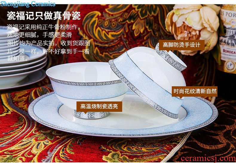 Jingdezhen ceramic tableware suit household of Chinese style ink and paint personality dishes combination wind household gifts