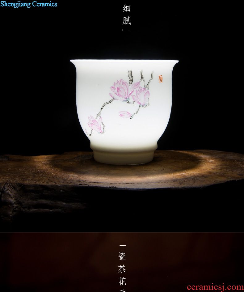 Holy big cup sample tea cup hand-painted ceramic kungfu pastel lad spring square cup all hand of jingdezhen tea service