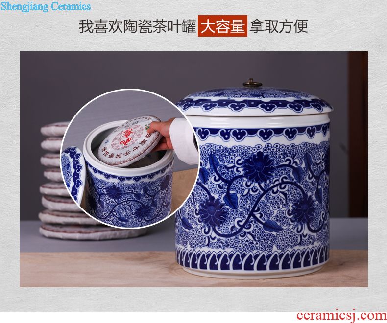 Jingdezhen ceramics pu 'er tea pot tea tea cake box domestic large-sized ceramic tea seal pot