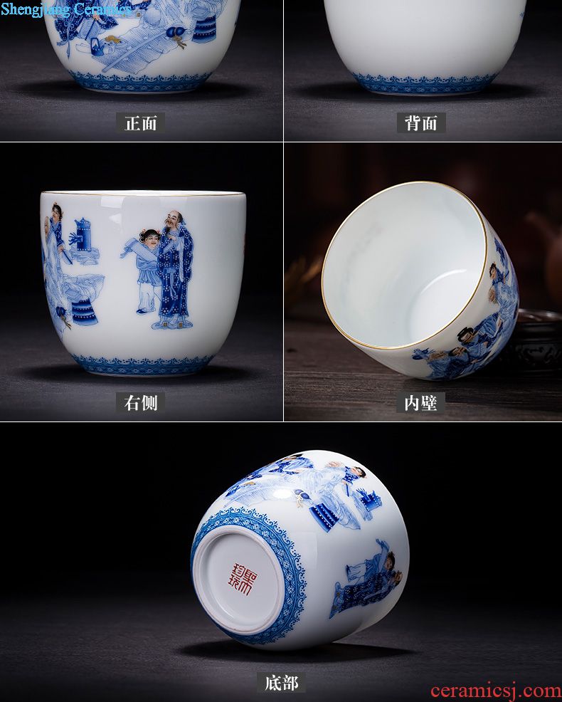 The big ceramic curios Hand draw heavy blue color bucket figure masters cup all hand jingdezhen tea sample tea cup of tea