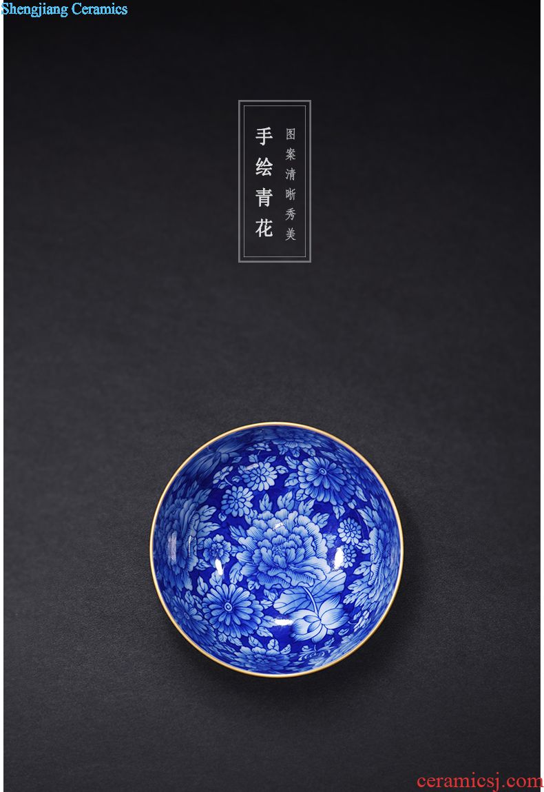 JingJun Jingdezhen ceramic blue youligong all hand sample tea cup Kung fu tea cups masters cup