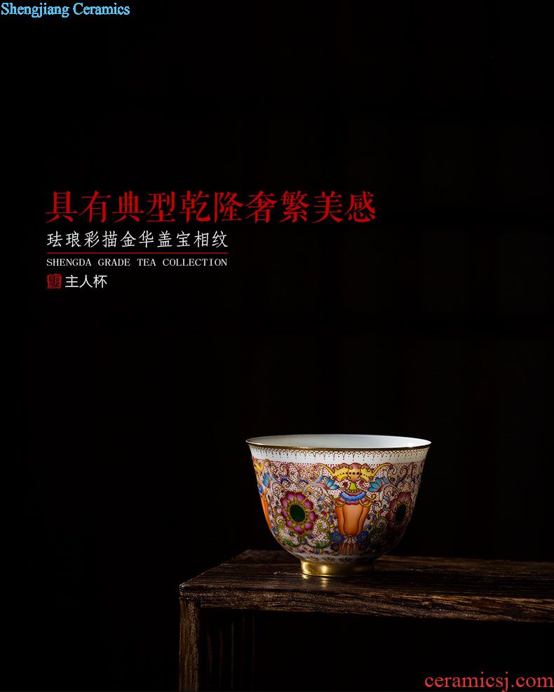 Holy big ceramic kung fu tea master cup hand-painted pastel poetic landscape six-party cup jingdezhen tea sample tea cup