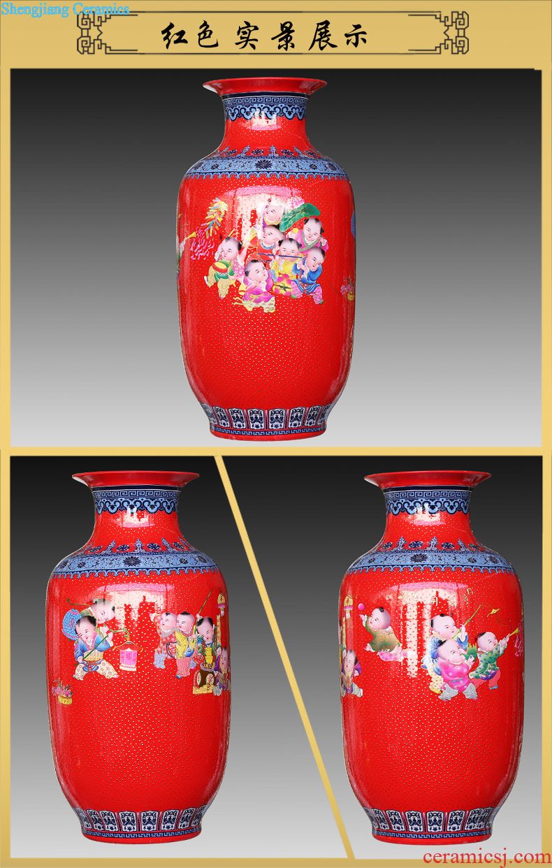 Jingdezhen ceramics powder enamel vase modern household sitting room adornment hotel furnishing articles 18 arhats floor company