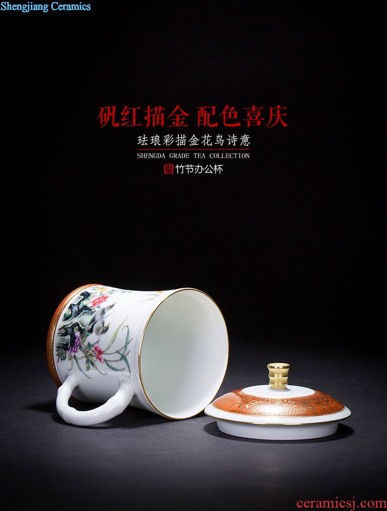 The big three to blue and white chrysanthemum tureen hand-painted ceramic large butterfly tattoo all hand jingdezhen kung fu tea tea bowl