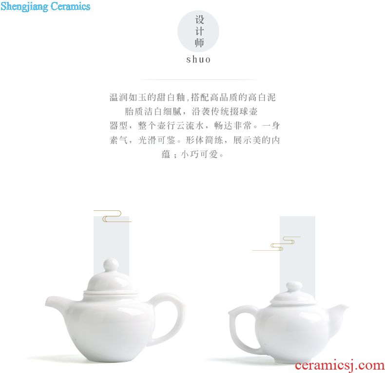Three frequently ceramic crack cup A pot of two cups of jingdezhen kung fu tea set suit small cup 2 people use hand grasp pot