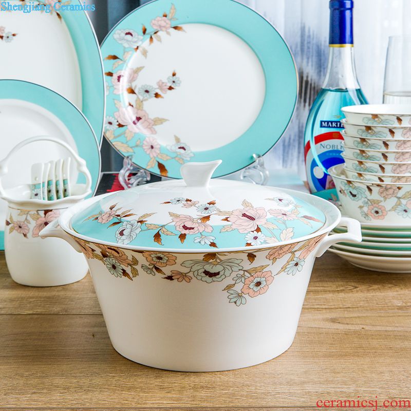 Jingdezhen high-grade bone China tableware suit dishes household porcelain bowl chopsticks dishes suit household of Chinese style restoring ancient ways