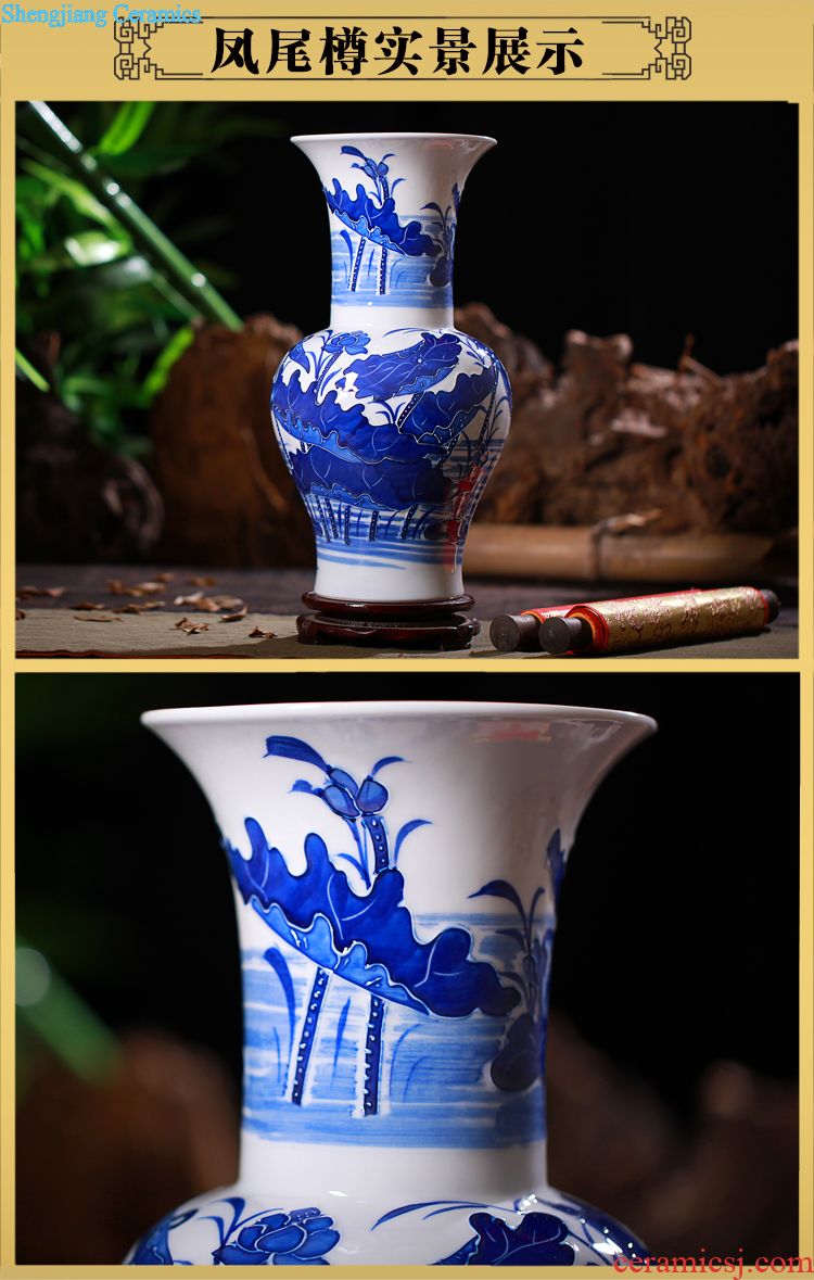 Jingdezhen ceramics large blue and white seal pot sitting room place candy jar household act the role ofing is tasted barrel storage tank