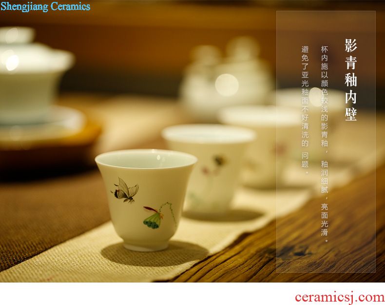 Three frequently hall jingdezhen ceramic sample tea cup kung fu tea cups kiln small single cup master cup S44070