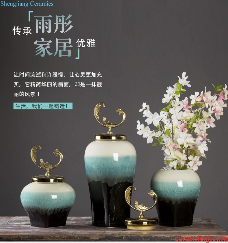 New Chinese style pastel hand-painted ceramic square/circle tank soft outfit rich ancient frame sitting room porch place vase example room