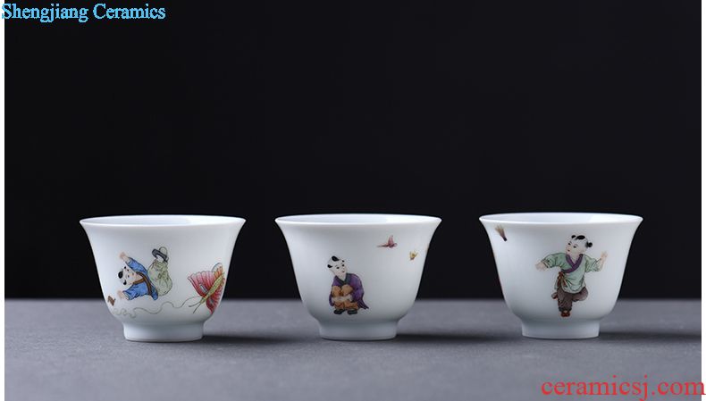 Hand-painted JingJun jingdezhen ceramics powder enamel design phoenix single hand tea cup cup host blue and white