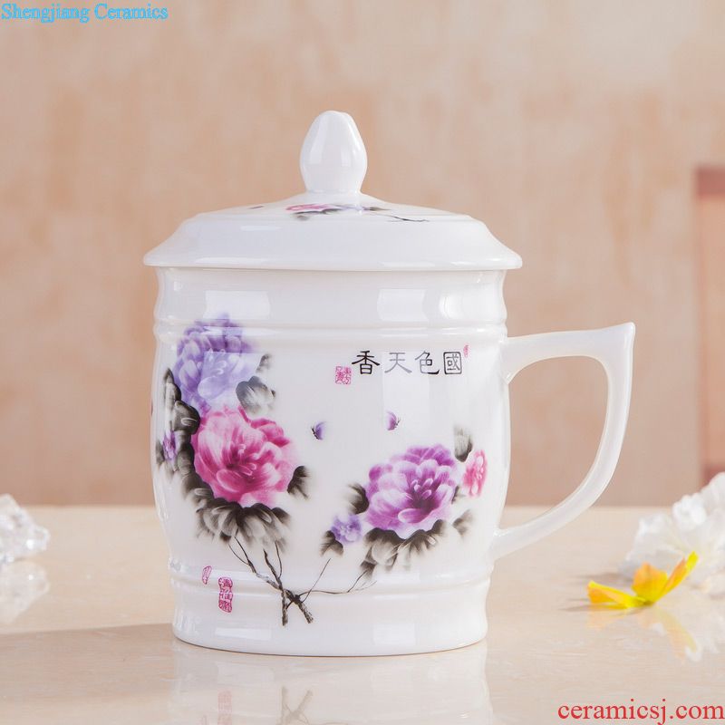Porcelain jingdezhen ceramic large glass tea cup to drink cup tea cups with cover cup home office