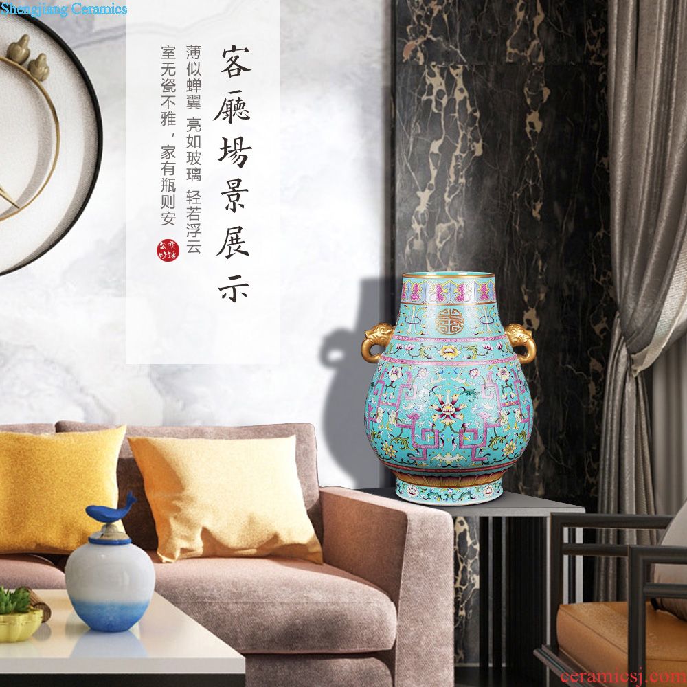 Jingdezhen ceramics archaize sitting room of large Chinese blue and white porcelain vase flower arranging household adornment rich ancient frame furnishing articles