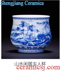 A clearance rule Blue and white paint ball grain ceramic kung fu tea sample tea cup hand-painted teacup of jingdezhen tea service