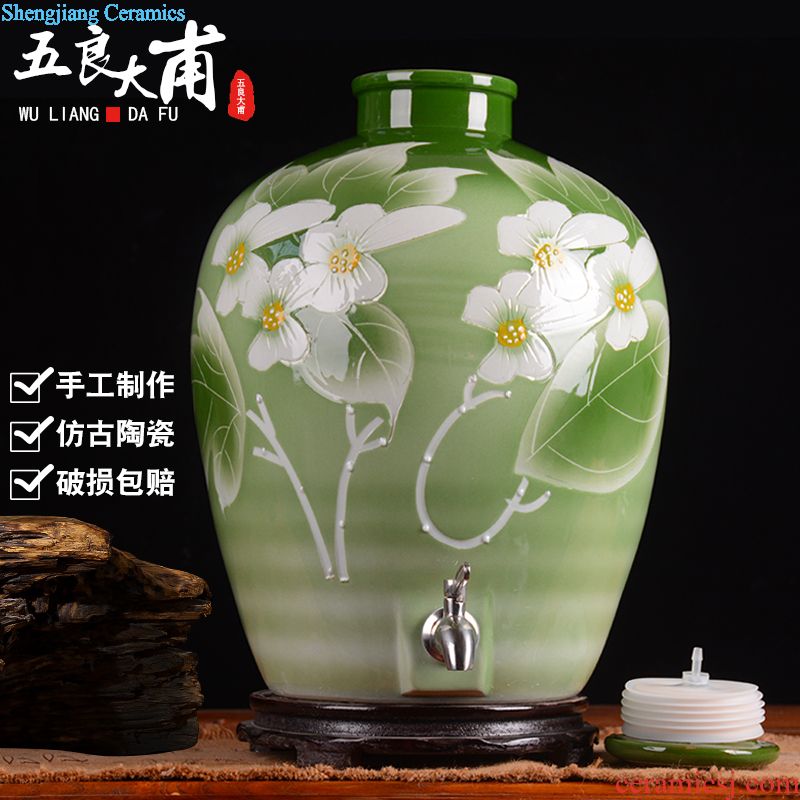 Jingdezhen ceramic jars bubble bottle with tap 10 jins 20 jins 30 jin wine 50 kg it sealed jar